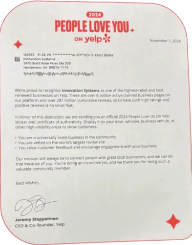 Yelp recognition